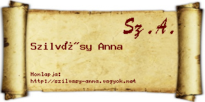 Szilvásy Anna névjegykártya