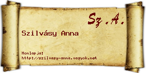 Szilvásy Anna névjegykártya